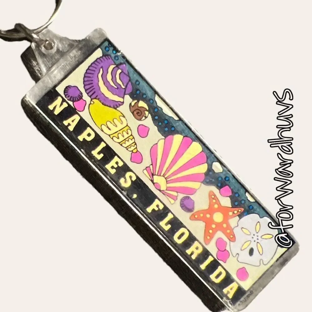 Bundle Sale 3 for $15 | Naples Florida Souvenir Keychain | Beach Scene